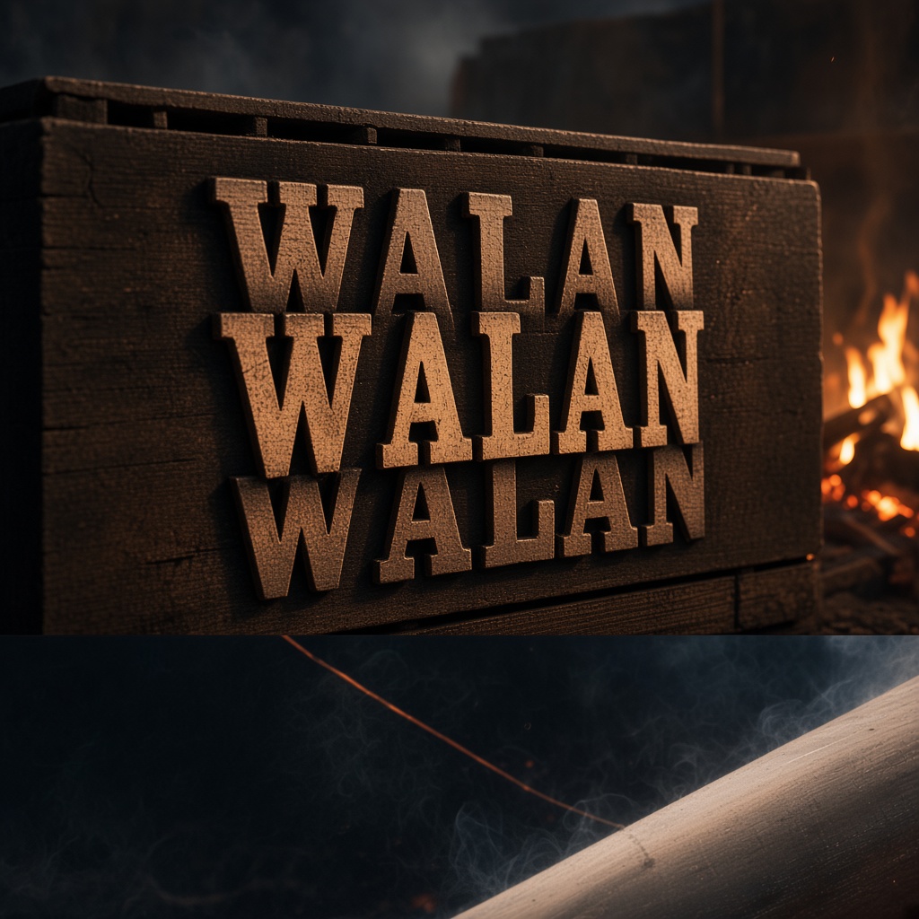 Marca Walan BBQ gravada em madeira